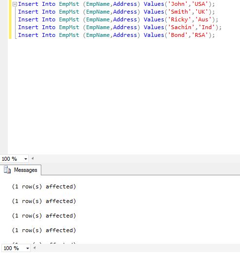 Insert Data in EmpMst